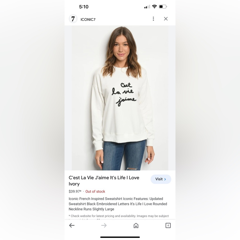 Gilli embroidered cream sweatshirt size 0X or XL